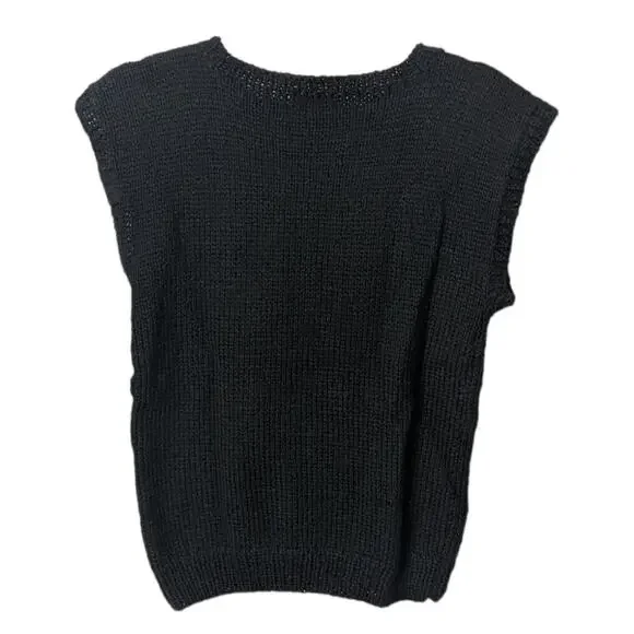 Vintage Handmade Sweater Vest Crew Neck Black with Scottie Dog Checkered - Picture 2 of 5